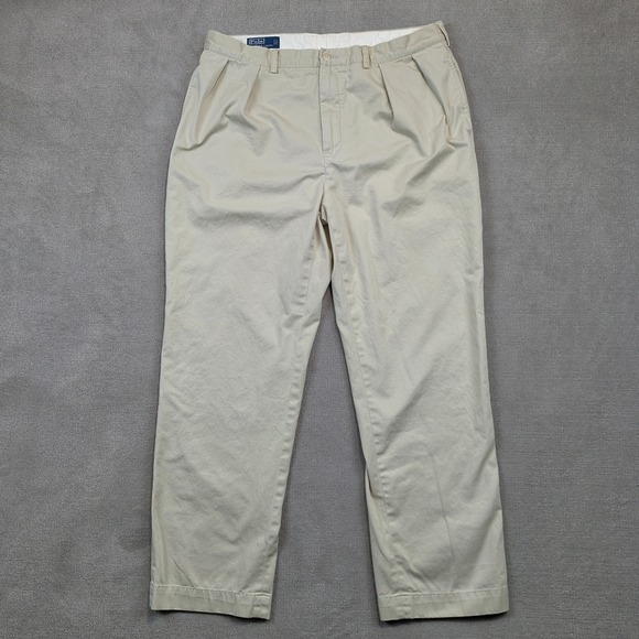 Vintage Polo Ralph Lauren Andrew Pant Mens 38/32 Khaki Pleated Chino Trousers — photo 2